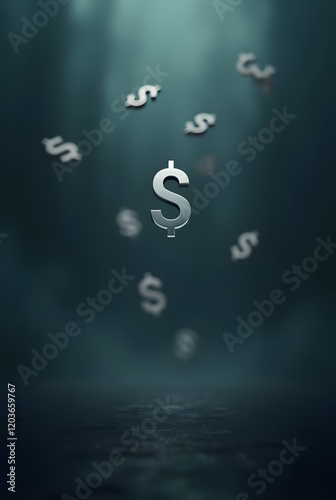 3D dollar sign floating in the water symbolizing money, business, and finance as a question mark icon