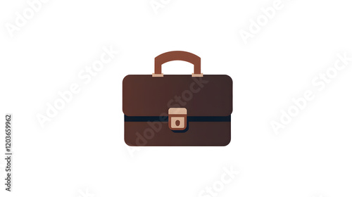 Leather briefcase isolated on white background with handle and lock, ideal for business and travel photo