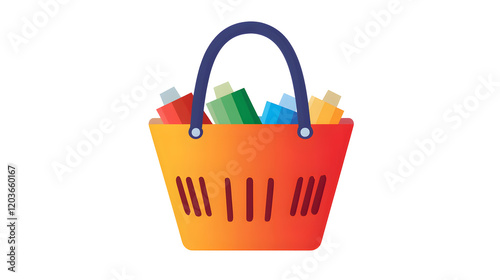 A plastic basket with a handle isolated on a white background