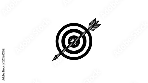 Arrow hitting the center of a black and white target symbolizing success and accuracy