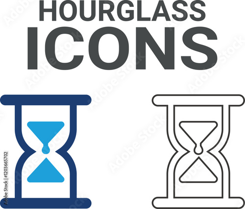 Hourglass icon. Timer, alarm, schedule, hourglass, clock icons. Solid icon collection.