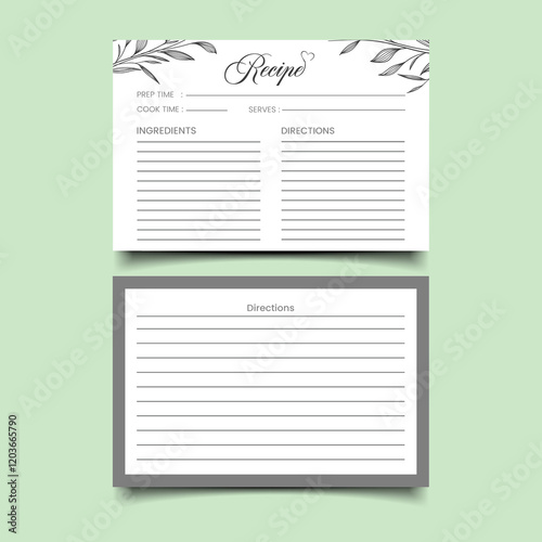 Black and white Double sided recipe card template print ready free download