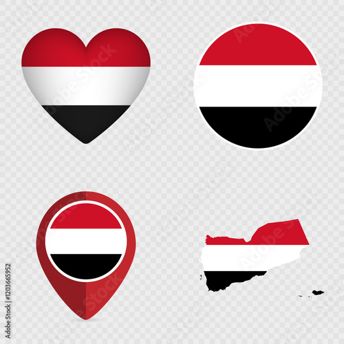 Yemen Flag Icons Pack. Vector illustration. Free Download Yemen Flag Icons Pack. Vector illustration. - GFXLoad