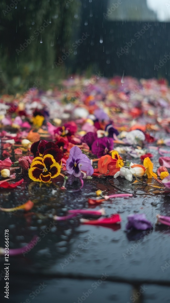 Fototapeta premium Flower bed with many different colored flowers