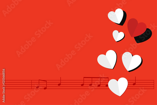 romantic music. place for text. romantic background. vector