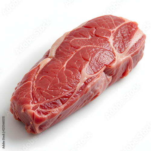Raw pork chops on a plate with fresh meat ready to be cooked Isolate on white background.