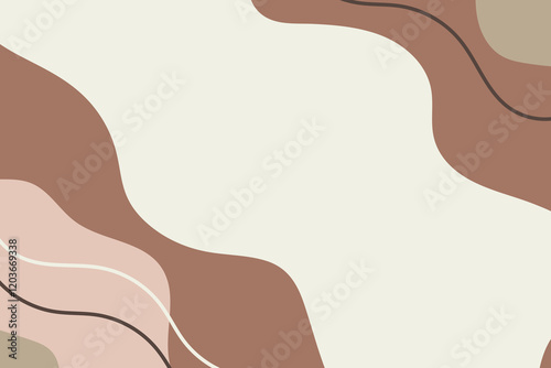 Abstract pattern with flowing shapes and warm earthy tones in a minimalist design