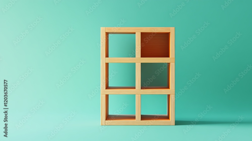 Obraz premium Modular shelving unit with interchangeable pieces on light green background