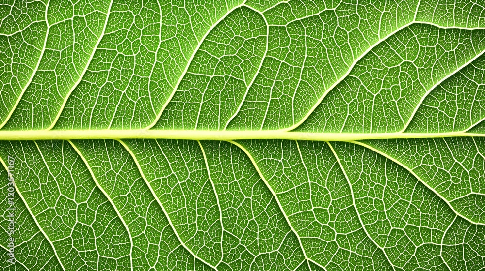 Close-up of a vibrant green leaf's intricate vein structure. (1) Close-up of a vibrant green leaf's intricate vein structure. (1)