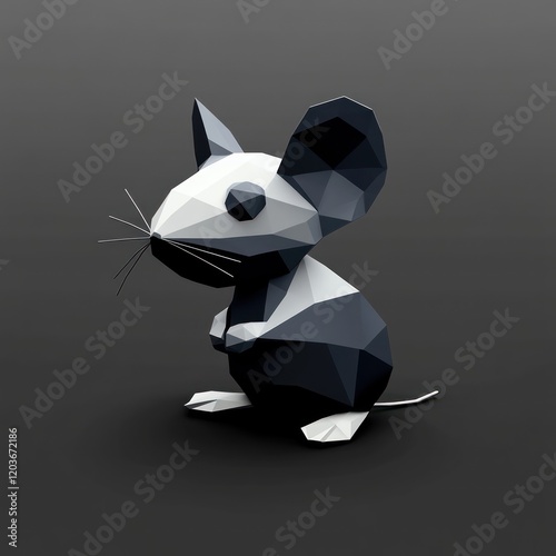 3D Low Poly Mouse Illustration photo