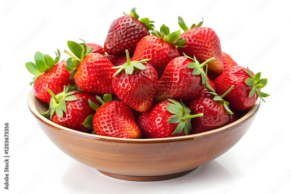 Fresh Strawberries in a Bowl Against a White Background Fresh Strawberries in a Bowl Against a White Background
