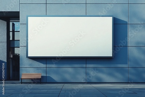 Empty Outdoor Advertising billboard on company wall mockup