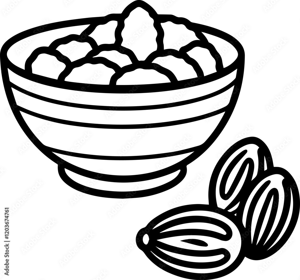 dates and bowl outline vector illustration line art dates and bowl outline vector illustration line art