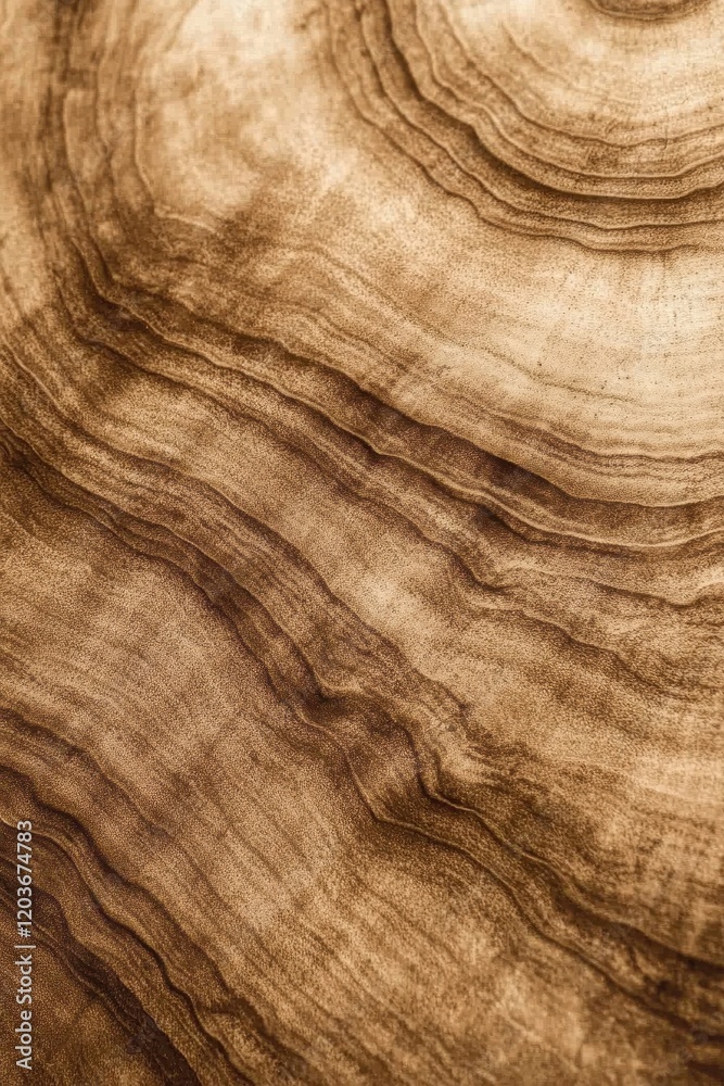 Naklejka premium Detailed Close-up of Natural Wood Grain Texture with Concentric Rings in Warm Brown Tones.