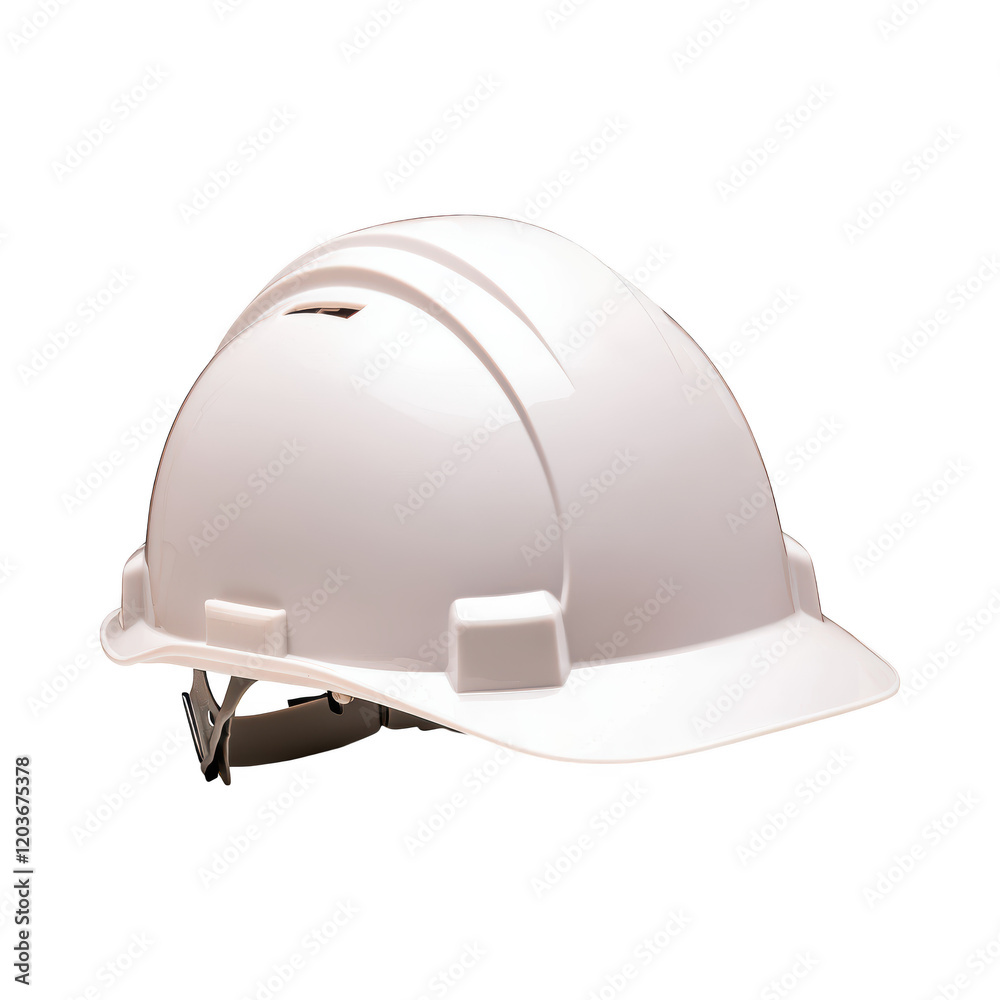 Fototapeta premium White safety helmet isolated on transparency background, showcasing clean and professional design