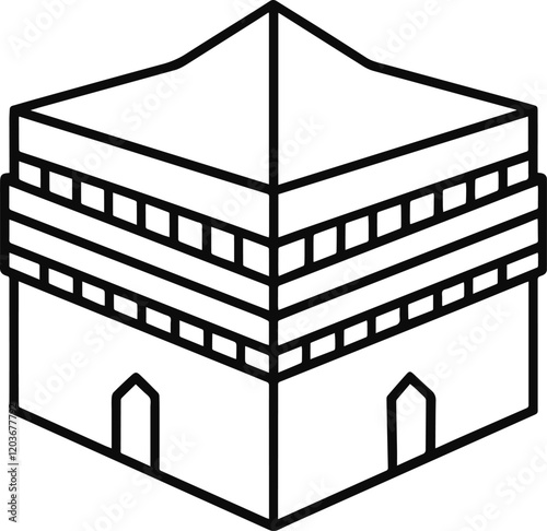 Kaaba outline vector illustration line art