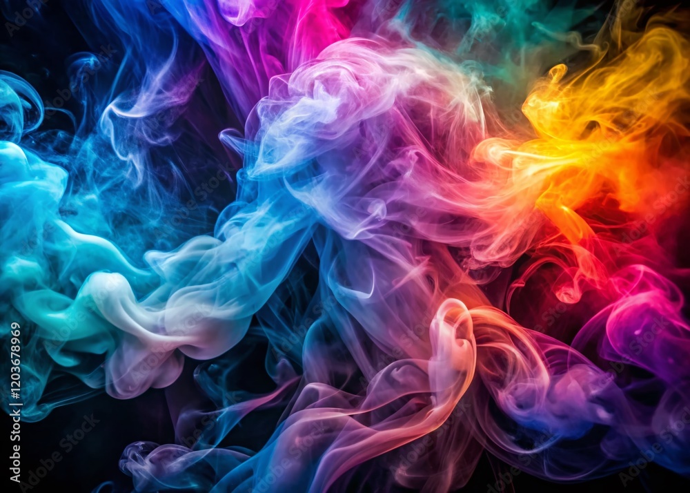 Obraz premium Ethereal Smoke Dance: Macro Photography of Vibrant Colorful Swirls