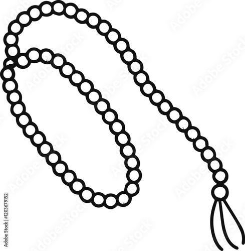 tasbih beads outline vector illustration