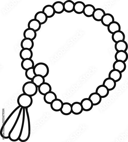 tasbih beads outline vector illustration