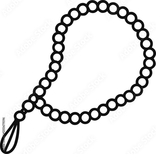 tasbih beads outline vector illustration