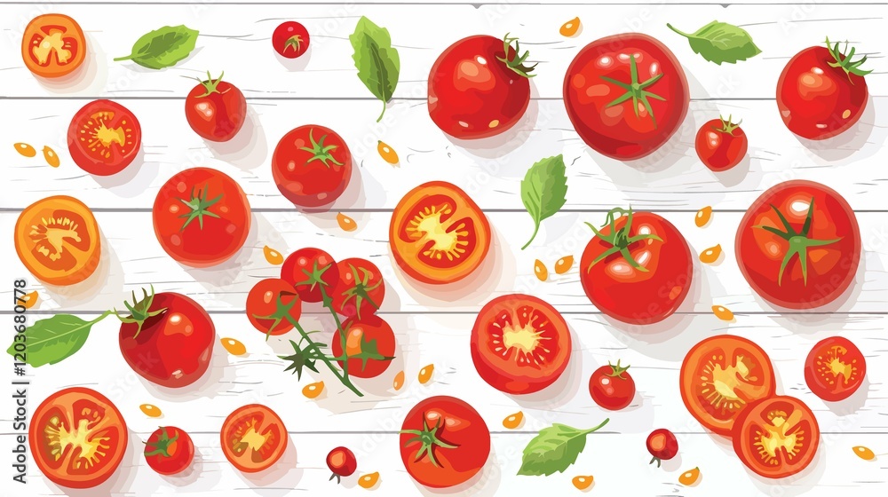 Various Ripe Tomatoes on White Wooden Table - Fresh Organic Produce Photography Various Ripe Tomatoes on White Wooden Table - Fresh Organic Produce Photography
