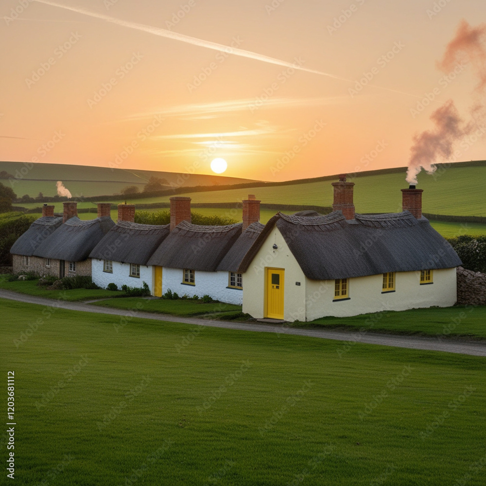 A Colorful House With a Green Fields. A Colorful House With a Green Fields.
