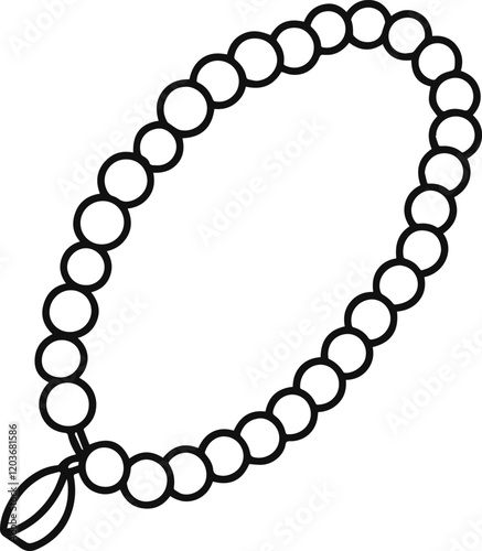 tasbih beads outline vector illustration