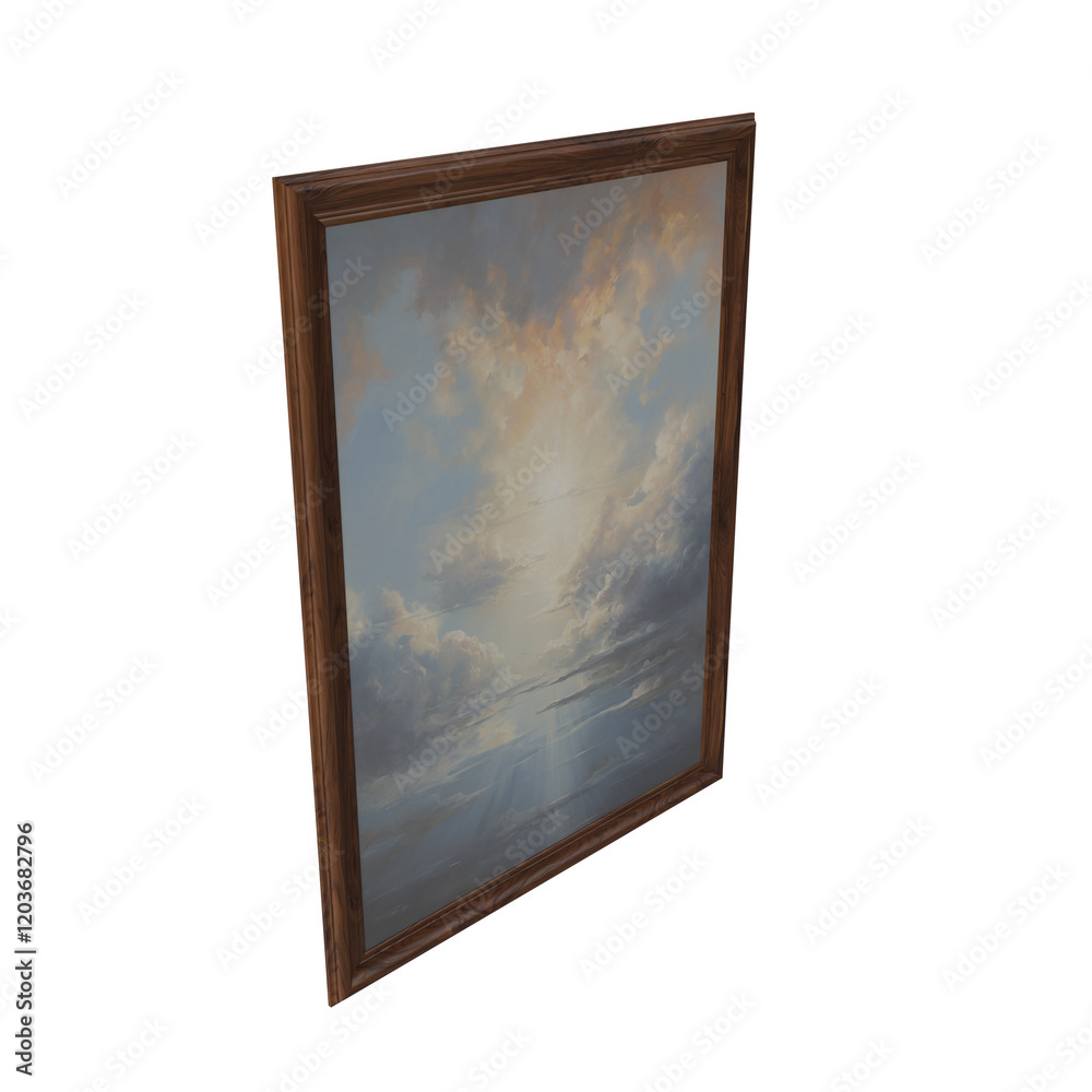 oil painting, 3d render of a picture oil painting in wooden frame, picture frame isolated oil painting, 3d render of a picture oil painting in wooden frame, picture frame isolated