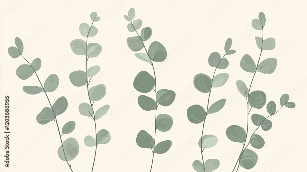 Obraz premium Minimalistic Vector Background with Eucalyptus Theme