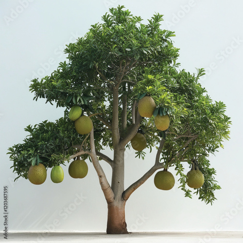 Jackfruit tree with on white Background