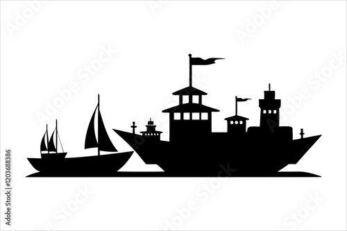 Highly Detailed Boat Silhouettes