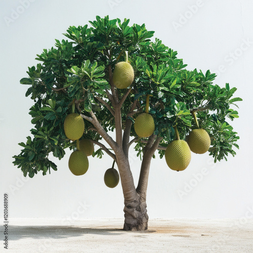 Jackfruit tree with on white Background