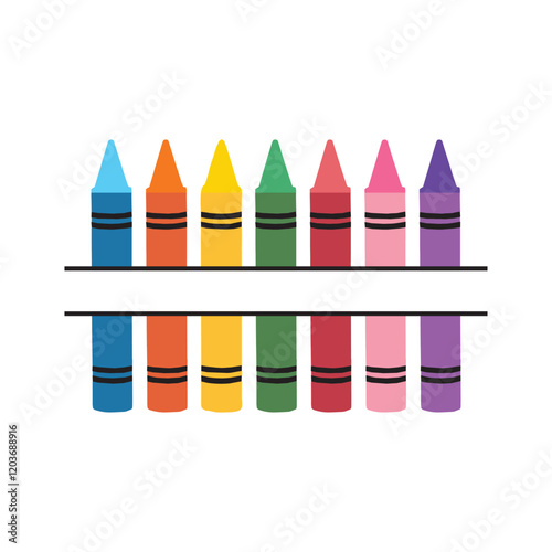 colorful Pencil Name Frame isolated, School Pencils Monogram Vector illustration
