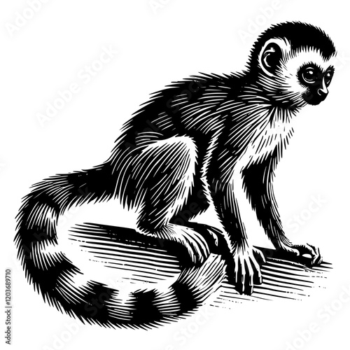 close up of a black and white lemur, illustration of cobus 