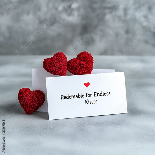 Love coupons offer redeemable for endless kisses and moments of affection for couples celebrating their relationship