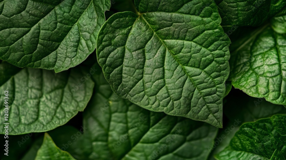 Macro Photography of Lush Green Leaves with Intricate Veins and Vibrant Nature Close-Up Macro Photography of Lush Green Leaves with Intricate Veins and Vibrant Nature Close-Up