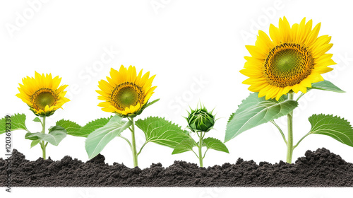 Wallpaper Mural Sunflower Growth isolated on a white background Torontodigital.ca