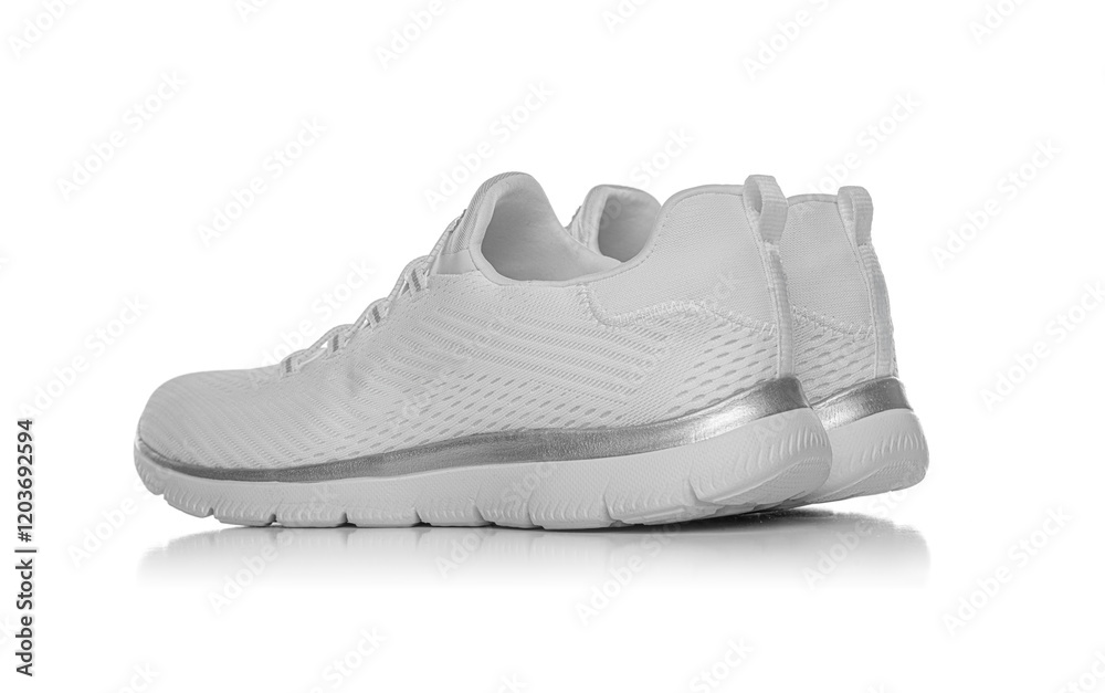 White sneakers isolated on a white background. White sports shoes.