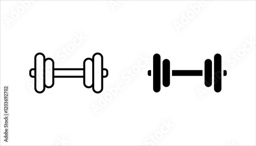 Dumbbell icon set, signs and symbols, on white background.