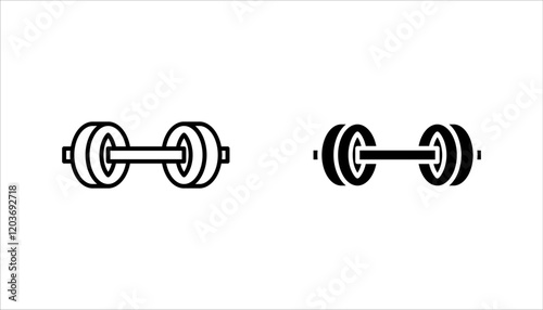 Dumbbell icon set, signs and symbols, on white background.