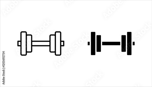 Dumbbell icon set, signs and symbols, on white background.