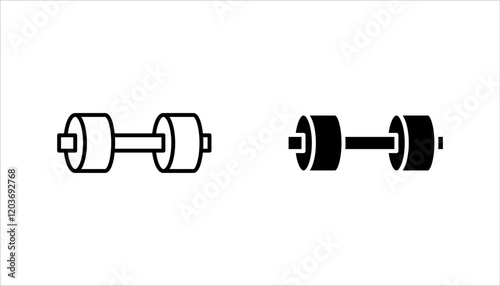 Dumbbell icon set, signs and symbols, on white background.