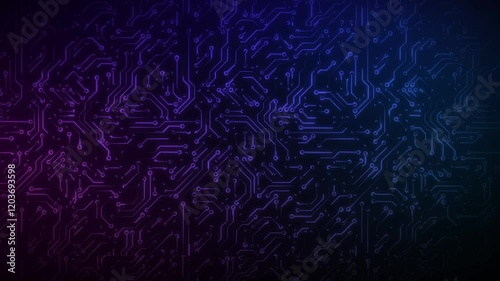 PCB printed circuit board line background animation. Technology motion purple blue background high quality 4K animation video