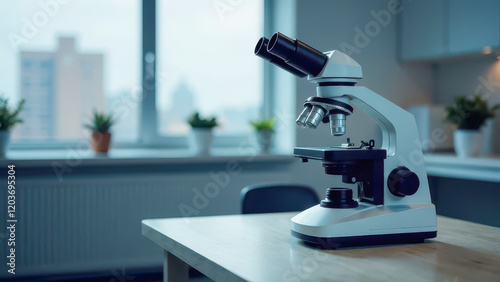 Pharmaceuticals, Microscope on the Table, Magnification, Study of Microorganisms, Research, Biology, Medicine, 
