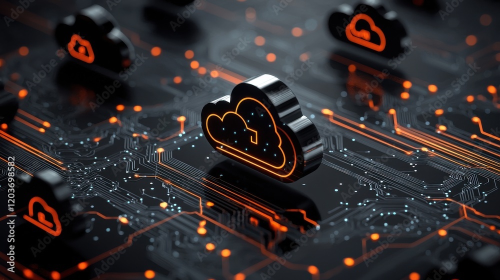 Fototapeta premium Digital pathways transforming network infrastructure with cloud tech