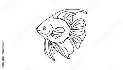 drawing of a fish line art