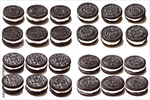 Delicious chocolate cookies vector collection, Colorful vector cookies icons, Set of realistic vector delicious chocolate cookies, Abstract colorful chocolate cookies