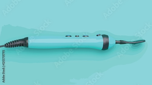 Professional Hair Styling Appliance: One Curling Iron on Light Blue Background
