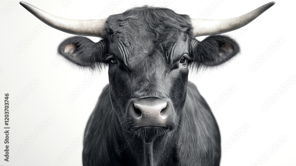 Naklejka premium black bull,portrait on white background