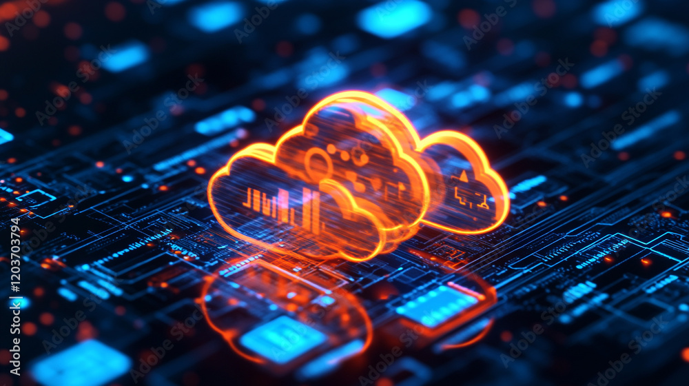 Innovative cloud technology graphic illustrating data connections in a digital world Innovative cloud technology graphic illustrating data connections in a digital world
